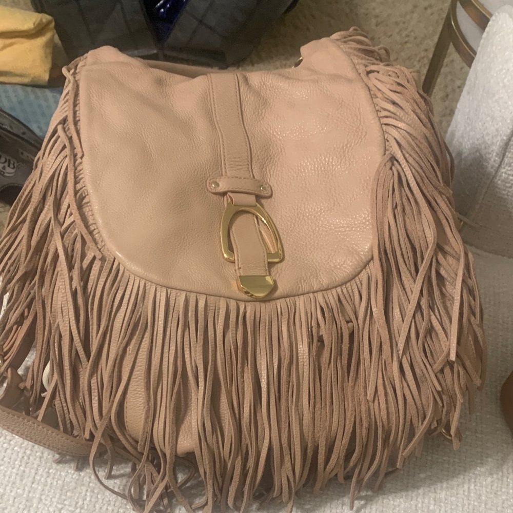 G.I.L.I. Tan Leather Fringe Shoulder Bag